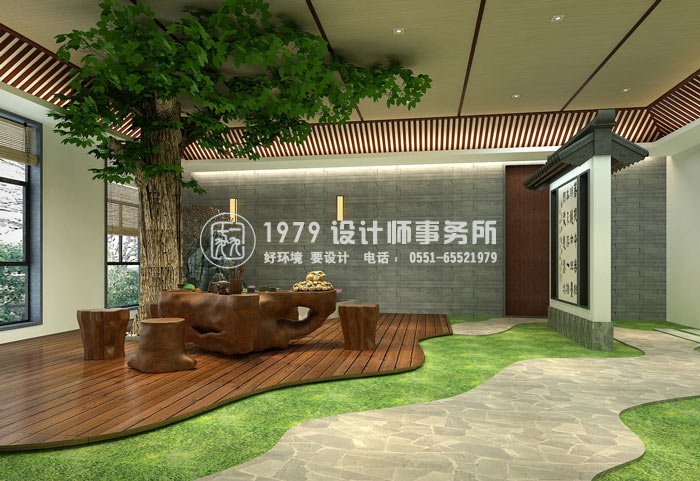 書法培訓機構飲茶區(qū)裝修設計案例效果圖